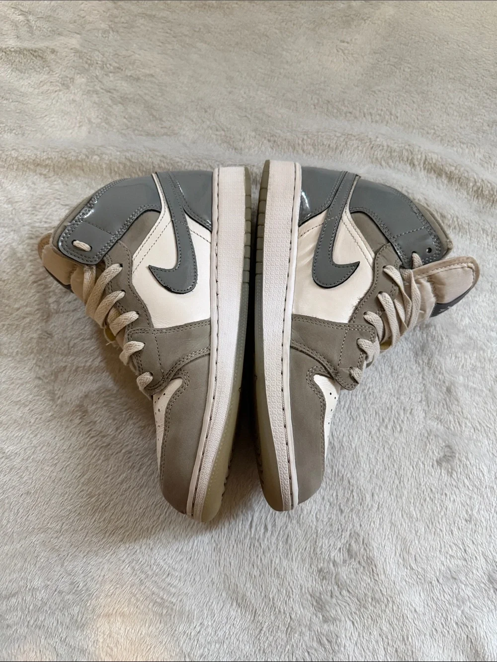 Youth Nike Air Jordan Mid-Top Sneakers - gray and white